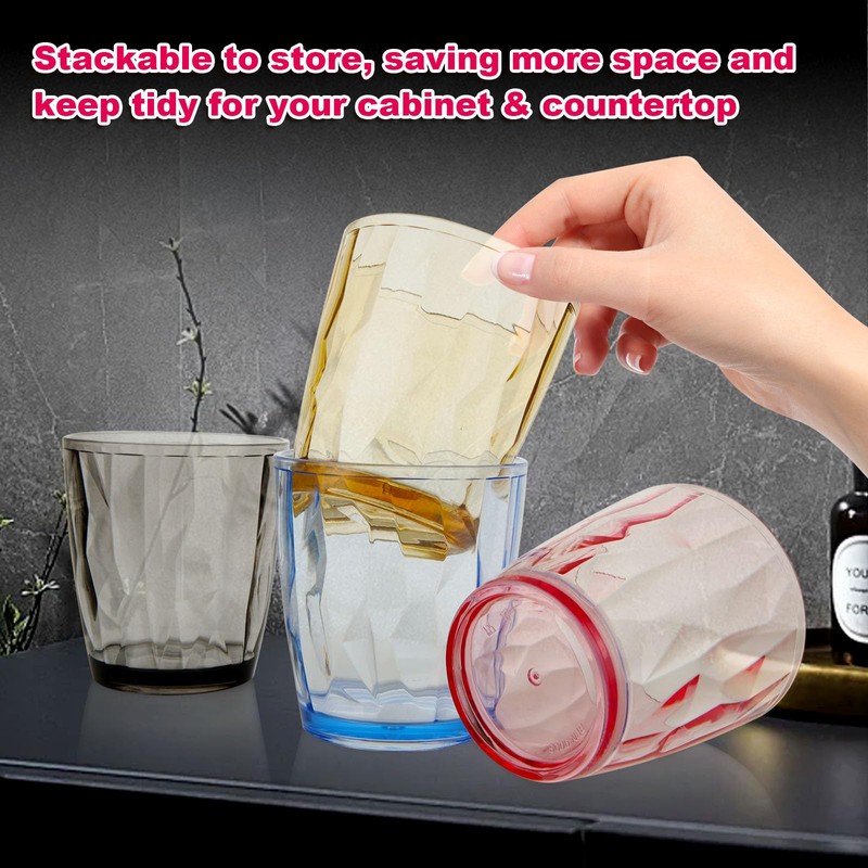 LOLYSIC 6Pcs Unbreakable Plastic Tumblers, 330ml / 12oz Reusable Plastic