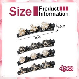 ZWWOGE 4 Stück haarreifen damen, 2025 Neue Haarspangen Blumen, Kristall Haarschmuck Damen, haarclips,Geflochtene Haarspange Mädchen, Kreieren sie eine Vielzahl Stilvoller Frisuren
