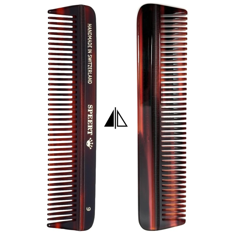Speert #9 Handmade Wide Tooth Comb Tortoise Havana Acetate Thick