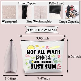 BDPWSS Math Teacher Makeup Bag Funny Math Lover Gift Not All Math Puns are Terrible Just Sum Makeup Bag Mathematics Math Gift (Math Just Sum)