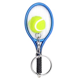Toyvian Tennis Bat Key Chain Tennis Ball Key Chain for Children Adult 2 Pieces (Red) - blue