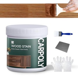 Wood Stain,16oz Teak Wood Stain & Sealer in One, Water Based|Fast Drying|Non-Toxic|Low Ddor|Waterproof, for Indoor and Outdoor Furniture, Multiple Finishes(with Tools)