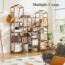 EnHomee Plant Stand Indoor Plant Stands Outdoor Tall Plant Shelf for 15-21 Pots Corner Tiered Plants Stands for Multiple Plants Wood Hanging Plants Holder for Garden Balcony Patio Window Porch