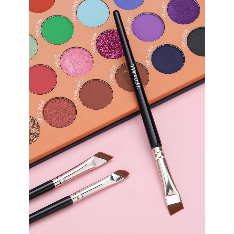 TEOYALL Angled Eyeliner Brushes Set, 3 PCS Ultra Thin Slanted
