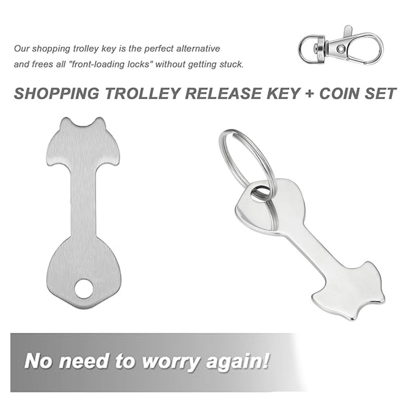 2 Set Stainless Steel Shopping Trolley Releaser Key - Removable