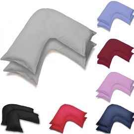 US Fabrics Pack Of Two Orthopedic V Shaped Pillow Case Cover | Orthopedic/Pregnancy/Maternity/Nursing Pillow Cases | UK V-Shaped Pillowcase Pair (Grey)