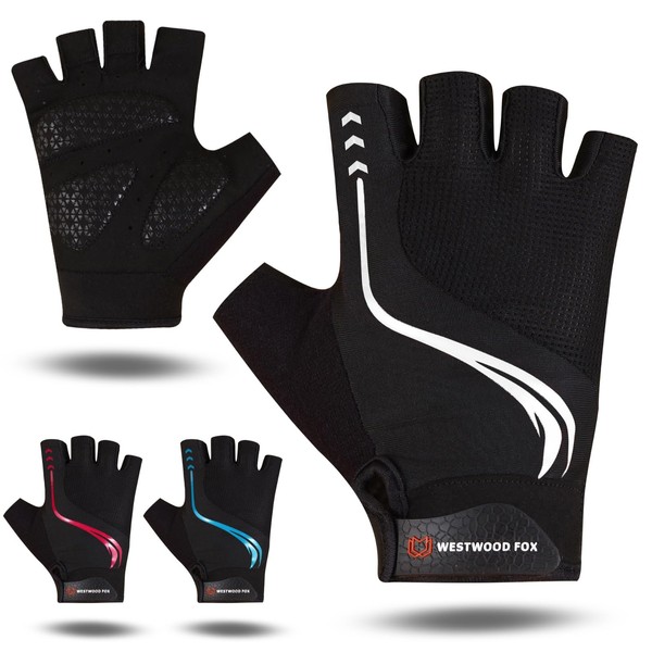 WESTWOOD FOX Cycling Gloves for Men Women, Breathable Half Finger