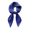 Lastclream Satin Square Neck Scarves for Women Handkerchief Retro Ribbon Scarf for Hair Wrapping 35.5" (Navy Blue)