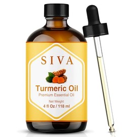 SIVA ORGANICS Aceite Esencial De Cúrcuma Siva - 4 Fl Oz - Aceite De Cúrcuma Natural - Para Difusor, Rostro, Cuidado De La Piel, Aromaterapia, Cuidado 