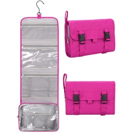 Travel Hanging Toiletry Bag for Women Men Large Capacity Makeup Bag Waterproof Cosmetic Storage Organizer Case for Bathroom Shower (Hot Pink, Large)