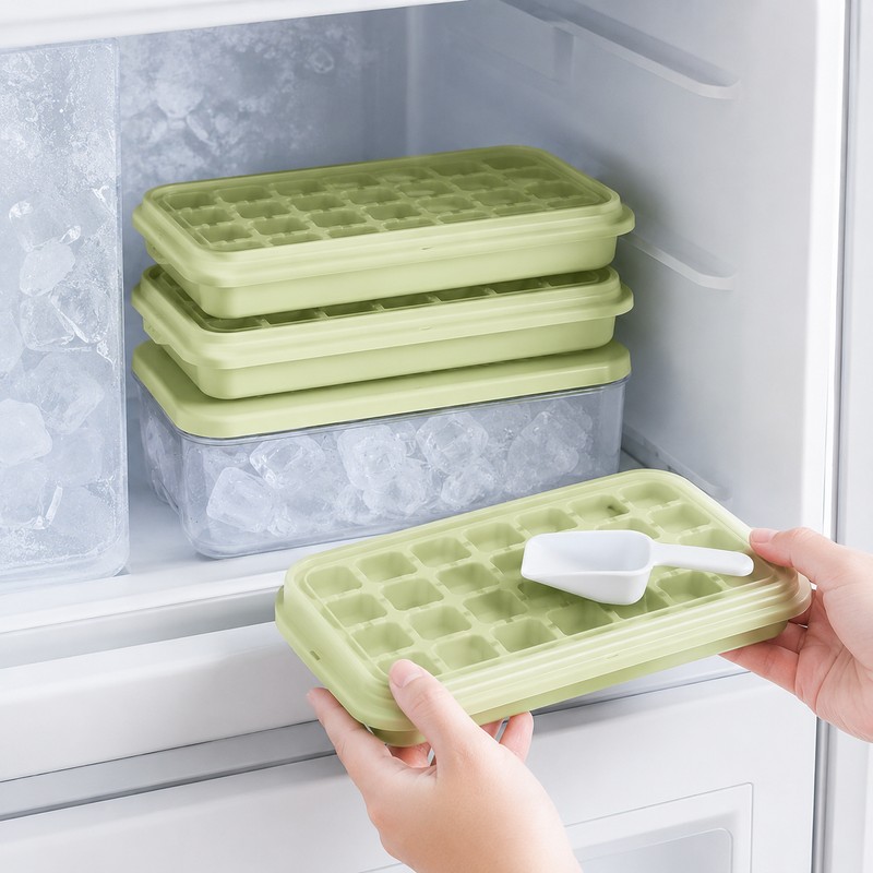 64-Cube Ice Tray Set for Freezer – Easy-Press Silicone Molds
