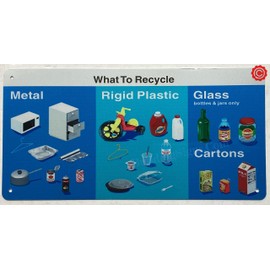 NYC Recycle sign - Metal,plastic, glass (ALUMINIUM, REFLECTIVE. 6x12 INCH,HEAVY DUTY, RUST FREE, Blue)