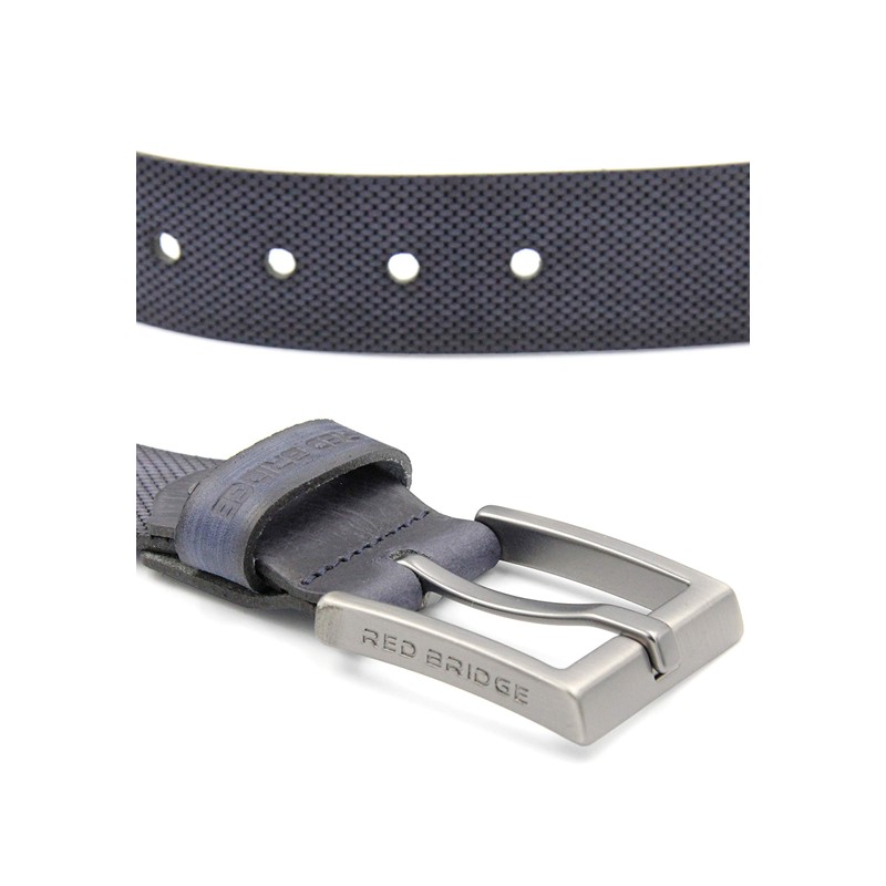Red Bridge Men's Genuine Leather Belt Scratched Honeycomb, blue