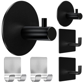 Stondino 6 Pcs Adhesive Hooks Command Hooks for Hanging Towel Hooks Command Strips Heavy Duty Shower Hooks for Inside Wall Hooks for Hanging Coat Hat Robe Hook Rack Wall Bedroom Kitchen