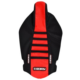 Enjoy Mfg 2020-2024 HONDA CRF 125 F SEAT COVER by Enjoy MFG BLACK & RED w/ BLACK RIBS #234