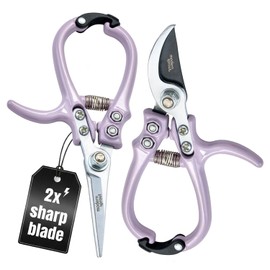 Modern Sprout Hand Pruners & Shears Set with Blister Pack - Lightweight Gardening Tools with Easy Lock - Sharp Carbon Steel Blades -Rust Resistant Scissors for Herbs, Flowers - Lavender