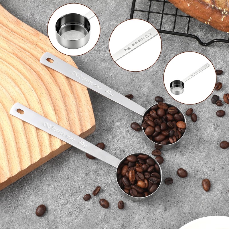 2 PCS 2 Tablespoon Coffee Scoop, Stainless Steel Long Handle