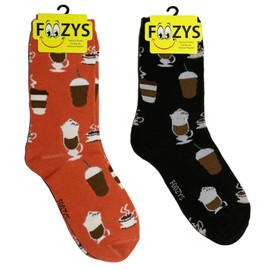 Foozys Women’s Crew Socks | Coffee Time Food & Drink Novelty Socks | 2 Pair