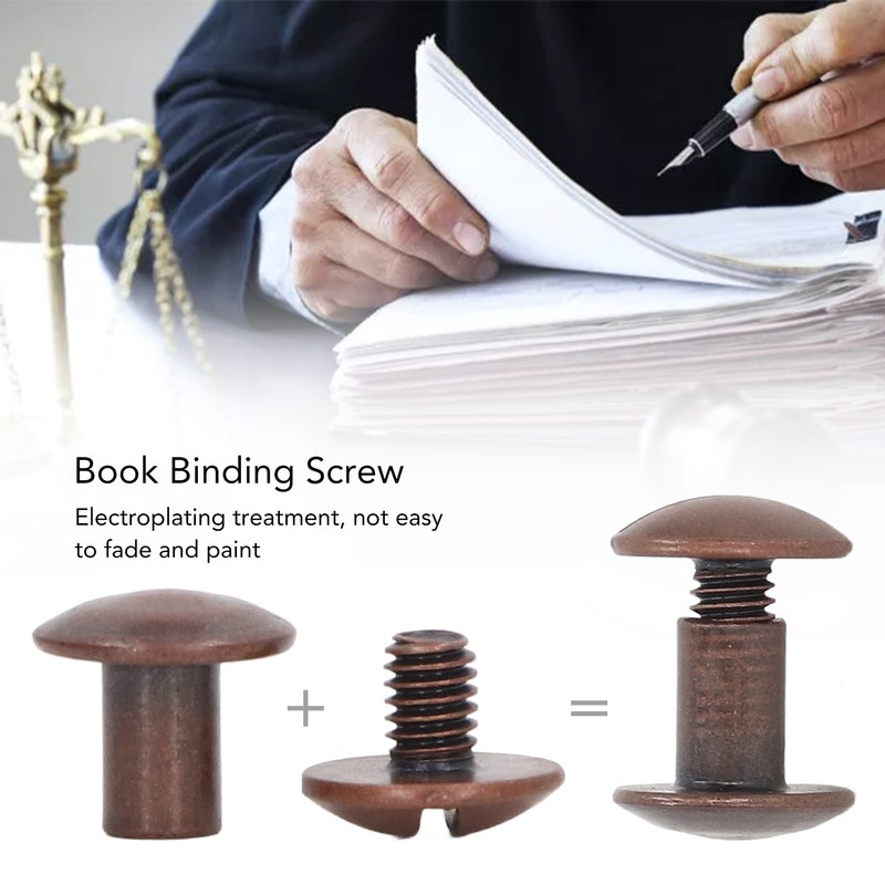 200 Sets Book Binding Screw Uniform Coating Curved Surfaces Brass