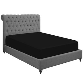 Pamposh King Size Fitted Sheets Extra Deep Pocket 40 cm (16 inches) Durable Elastic Bed Sheets - Premium Brushed Microfibre Fitted Sheets King Size Black - Ultrasoft Hypoallergenic Fade Resistant