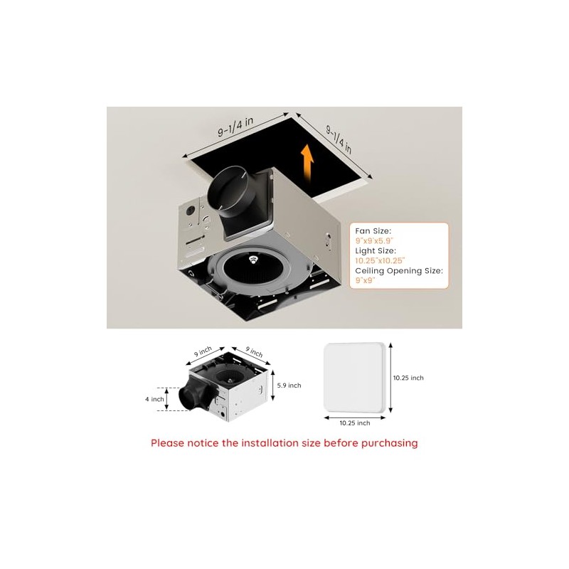 Fitop Bathroom Exhaust Fan with Light, 130 CFM & 1.5