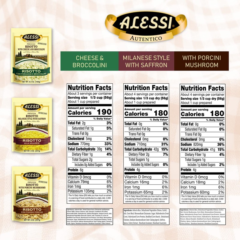 Alessi Autentico, Premium Seasoned Risotto, Italian Arborio Rice, Easy to