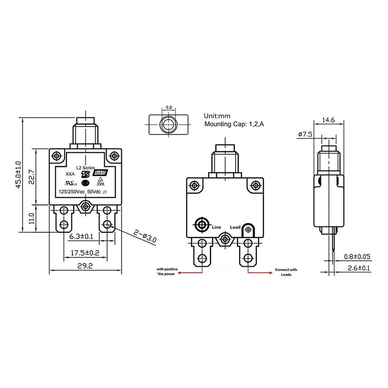 T Tocas 5pcs Push Button Reset 20A Circuit Breakers with