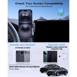 WEIPIN 360° Adjustable Magnetic Phone Holder for Accord Hybrid 2023-2026 12.3 Inch, Screen-Friendly for MagSafe Magnetic Car Dash Phone Holder
