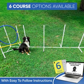 Dog Agility Course Backyard Set: Create 6 Sturdy Dog Agility Courses with our Dog Agility Equipment, Including Weave Poles, Ring Jumps and Hurdles for Dog Agility Training and Dog Exercise Equipment