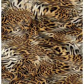 Soimoi Orange Velvet Fabric Leopard & Tiger Animal Skin Print Fabric BTY 58 Inch Wide