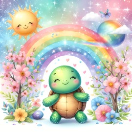 Turtles Animal Prints for Nursery Set of 6, Whimsical Wall Art, Gender-Neutral Watercolor Nursery Decor, Unframed Wall Art, Baby Room Decor, Woodland Animals 11 inch x 14 inch.