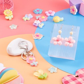 KISSITTY Assorted Flower Resin Charms Flower Resin Pendants Floral Dangle Charms for DIY Necklace Bracelet Earring Jewelry Making, Resin, No Gemstone