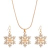 Crystal Snowflake Necklace with Earrings Set Women Sparkly Snowflower Pendant