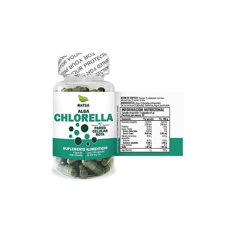 NATSA Chlorella 100 cápsulas, calidad Premium