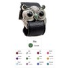 Accents Kingdom Silver Color Crystal Owl Leather Cuff Bracelet with