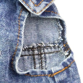 Vintage Washed Denim Dog Jeans Jacket - Cool Puppy Lapel Vests for Small Medium Dogs & Cats