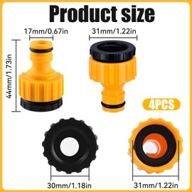 Chtaoxin 4 PCS Outdoor Tap Hose Connector, 3/4 inch and 1/2 inch BSP 2in1 Hose Pipe Tap Connector, Threaded Faucet Adapter, Plastic Tap Adapter for Hose, Kitchen Tap Hose Connector