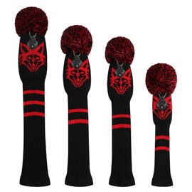 Knit Woods Golf Head Covers, Set of 4, Fox Pattern, Fit Driver (460CC) Fairways hybrid/UT. Soft and Elastic, Decorative Your Golf Bag to Make It Stand Out