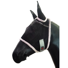 BARN & STABLE Breathable UV Protection Horse Fly Mask Tear-Resistant Mesh Fly Masks for Horses with Soft Fleece Edges & Adjustable Touch Straps Equine Mask with Ears