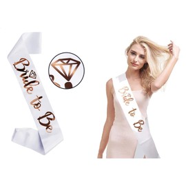 'Bride to Be' Bachelorette Party Sash Bridal Shower Rose Gold Glitter Sash with Foil - Hen Party Decorations Supplies Accessories, Wedding Engagement Party Favors Gift