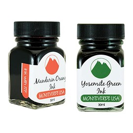 Monteverde 60ml Core Fountain Pen Ink Bottle (30ml Mandarin Orange Ink Bottle G309MO, 30ml Yosemite Green Ink Bottle G309YG)