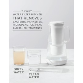 LifeStraw Home – Water Filter Pitcher, 7-Cup, Midnight Blue, BPA Free Designed for Everyday Protection Against Bacteria, parasites, microplastics, Lead, Mercury, PFAS, and a Variety of Chemicals