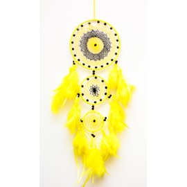 Daedal dream catchers -Yellow and Black Crystalised Three Ring Dream cacher Home Decor DDC93YB