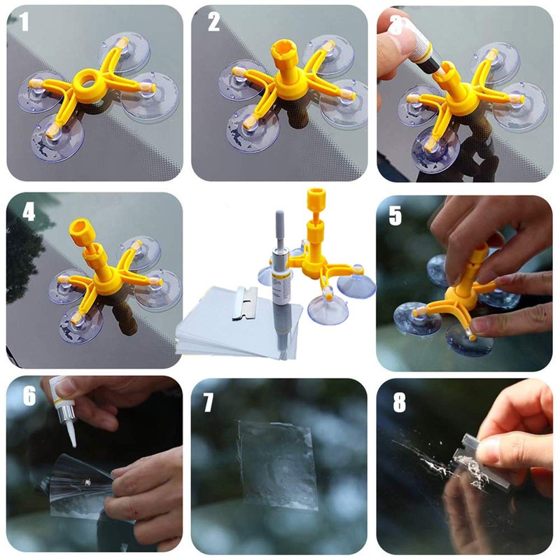RITYHOFT Windshield Repair Kit, Repair Scratches, Cracks, Small Damage Stepping