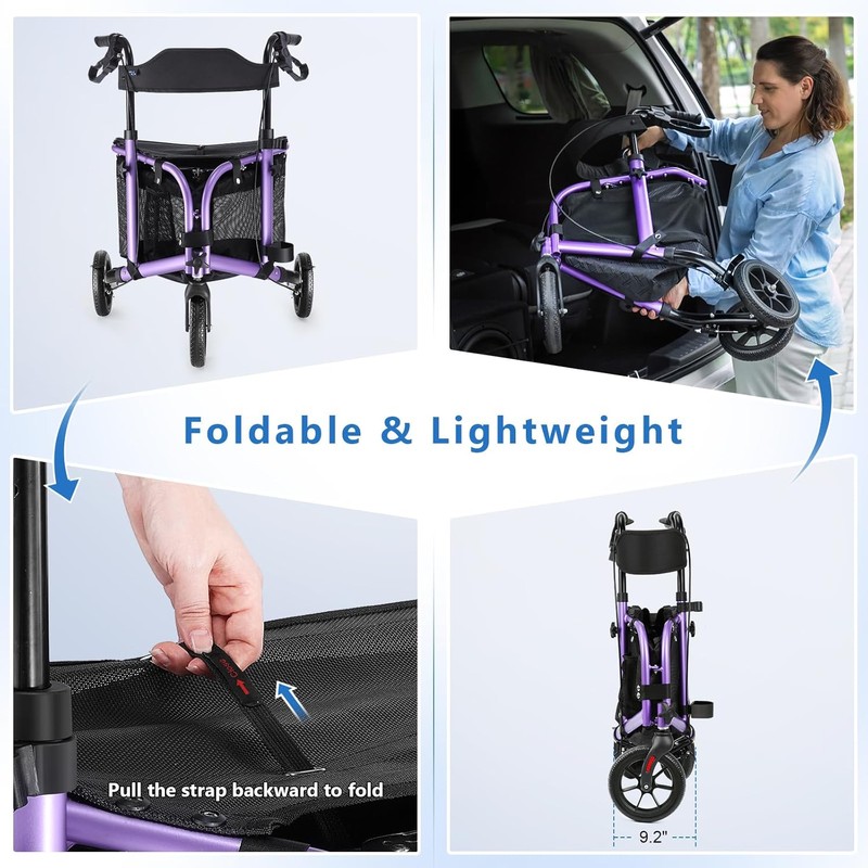 WALK MATE 3 Wheel Rollator Walker with Seat for Slim