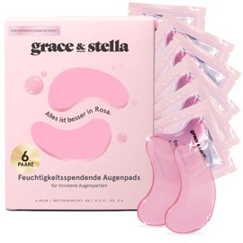 grace & stella - Eye Pads Against Dark Circles, Eye Pads Reduce Dark Circles, Eye Pads Against Bags and Wrinkles, Cooling and Refreshing Eye Pads Masks, Gel Eye Pads [6 Pairs, Pink]