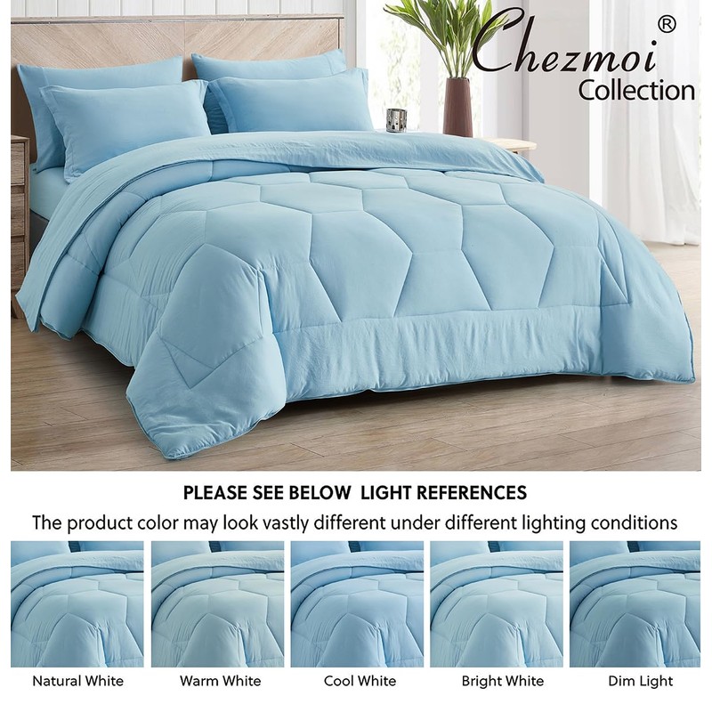 Chezmoi Collection Piper Bed in a Bag King 7-Pieces Chambray