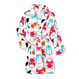 Squishmallows Girls Bathrobe Very Soft Flannel Plush Kids Sleep Robe Pajamas Sleepwear, 8