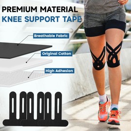 PreCut Kinesiology Tape for Knees, 15PCS Black Extra Adhesive Athletic Tape