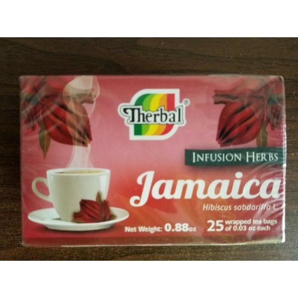 THERBAL INFUSION HERBS HIBISCUS JAMAICA 25 WRAPPED BAGS 06/2023  NEW SEALED